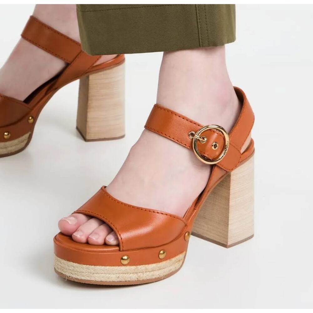 See by Chloe Vivian Espadrille Heel Sandal Shoe 39 Rubber Outsole Ankle Strap - Picture 3 of 15